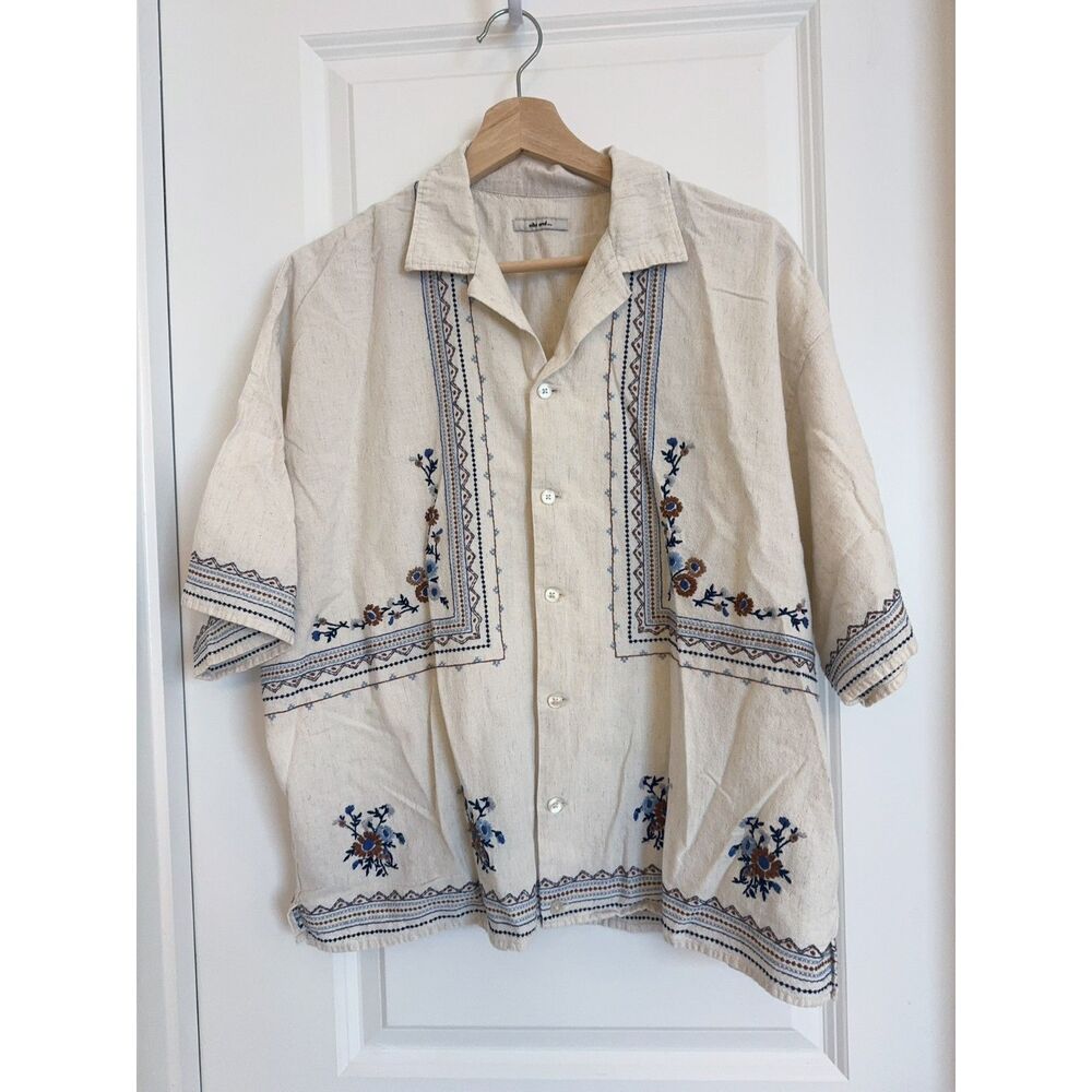 Niko and Embroidered Cotton Blend Short Sleeve Shirt One Size